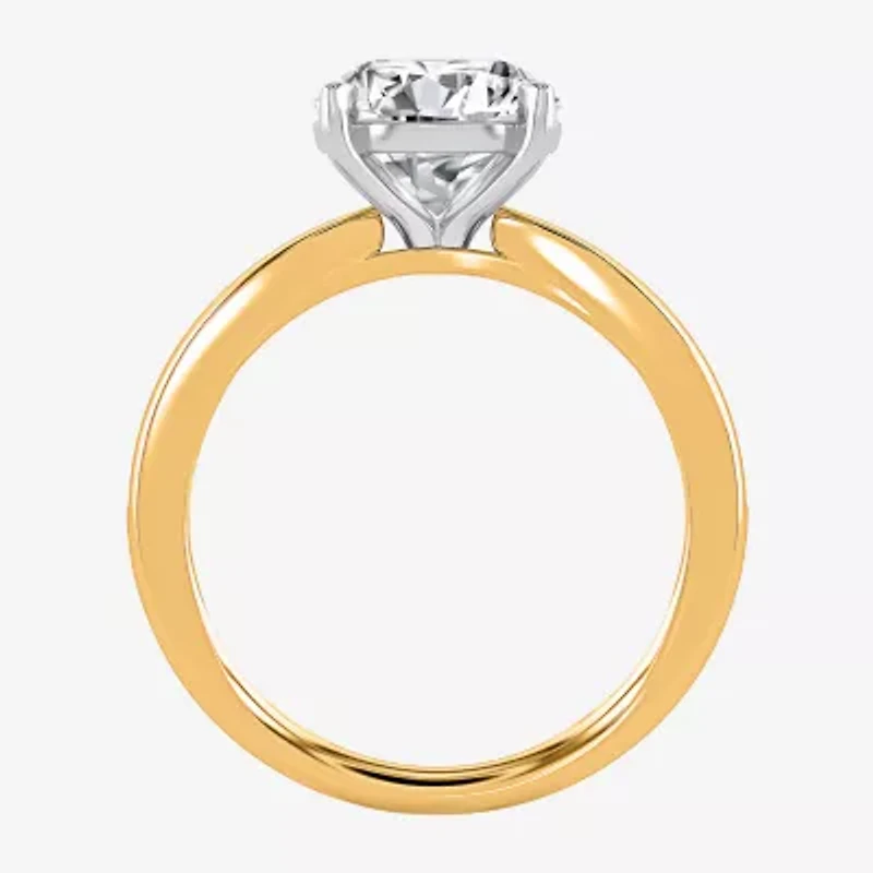 (I / Si2) Womens 3 CT. T.W. Lab Grown White Diamond Round Side Stone Engagement Ring