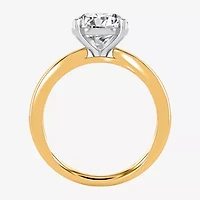 (I / Si2) Womens 3 CT. T.W. Lab Grown White Diamond Round Side Stone Engagement Ring