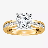 (I / Si2) Womens 3 CT. T.W. Lab Grown White Diamond Round Side Stone Engagement Ring