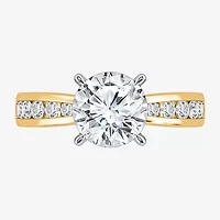(I / Si2) Womens 3 CT. T.W. Lab Grown White Diamond Round Side Stone Engagement Ring