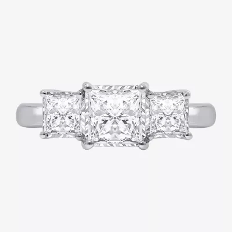 (I / Si2) Womens 2 CT. T.W. Lab Grown White Diamond 3-Stone Engagement Ring