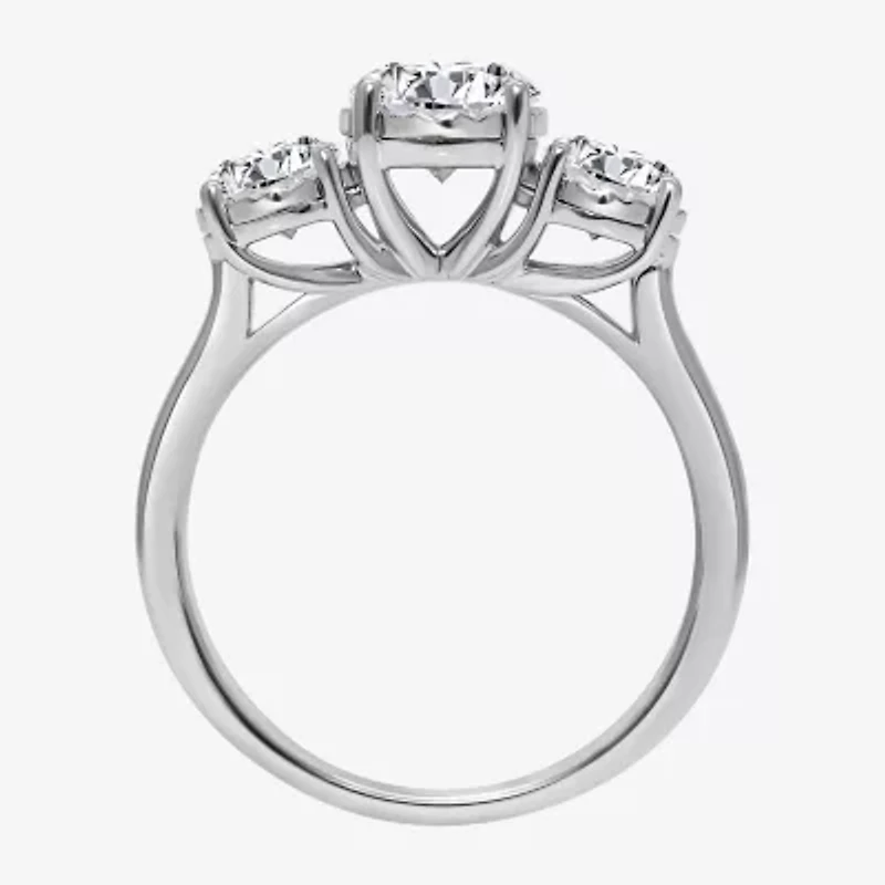 (I / Si2) Womens 2 CT. T.W. Lab Grown White Diamond Round 3-Stone Engagement Ring