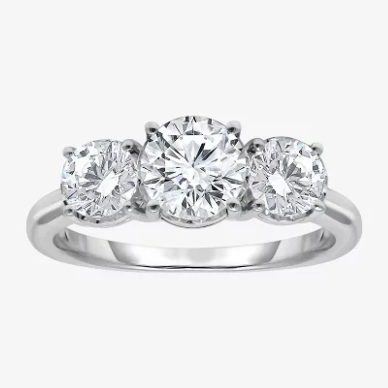 (I / Si2) Womens 2 CT. T.W. Lab Grown White Diamond Round 3-Stone Engagement Ring