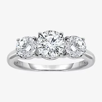 (I / Si2) Womens 2 CT. T.W. Lab Grown White Diamond Round 3-Stone Engagement Ring