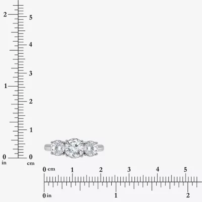 (I / Si2) Womens 2 CT. T.W. Lab Grown White Diamond Round 3-Stone Engagement Ring