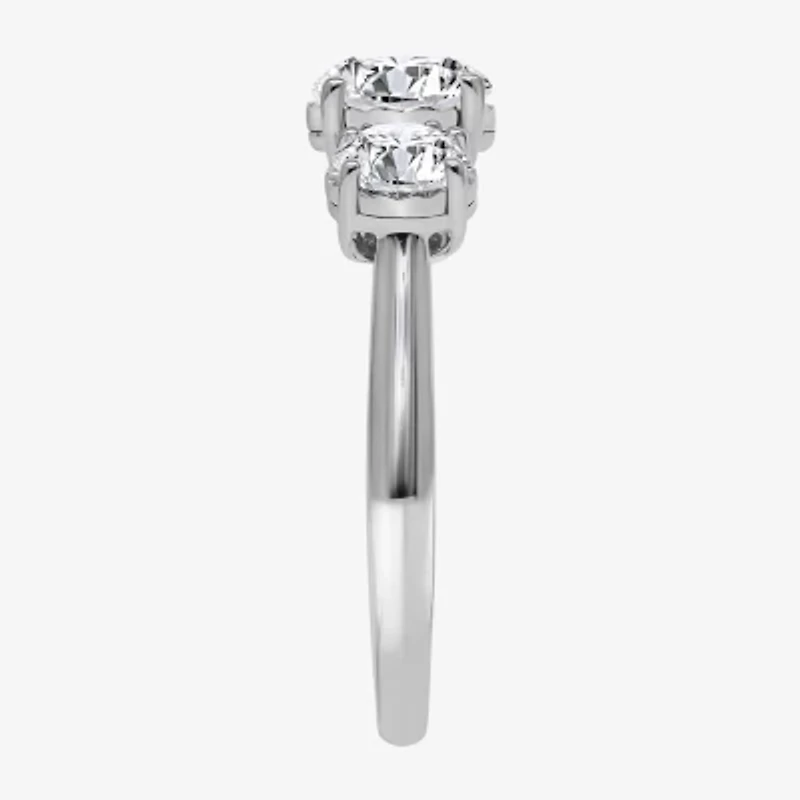 (I / Si2) Womens 2 CT. T.W. Lab Grown White Diamond Round 3-Stone Engagement Ring