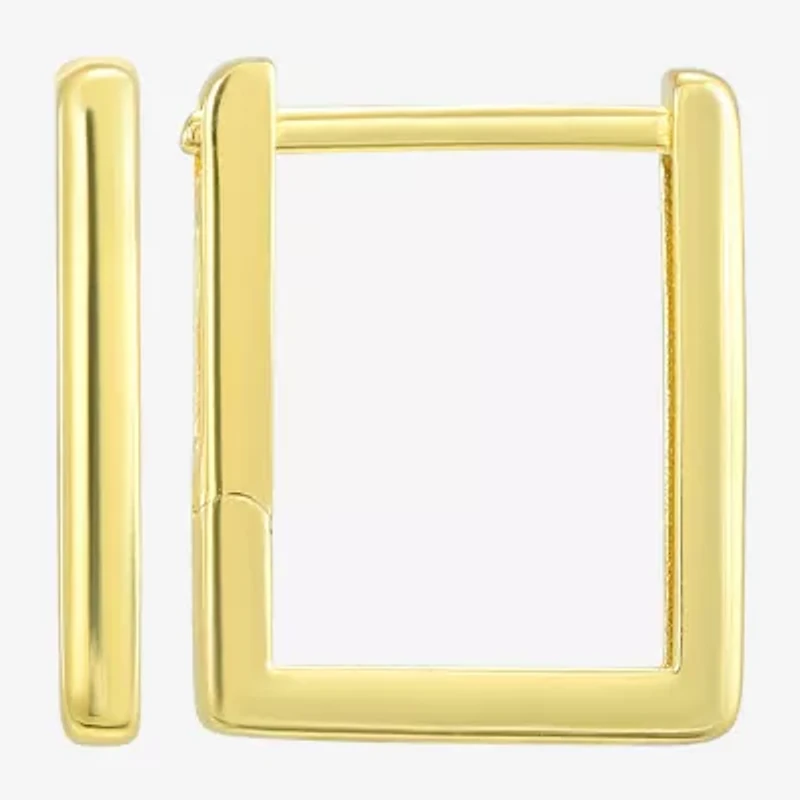 Womens 14K Gold 13mm Square Hoop Earrings