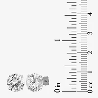 White Cubic Zirconia 14K Gold Round Stud Earrings