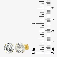 White Cubic Zirconia 14K Gold Round Stud Earrings