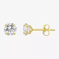 Womens Cubic Zirconia 14K Gold Round 2 Pair Earring Set