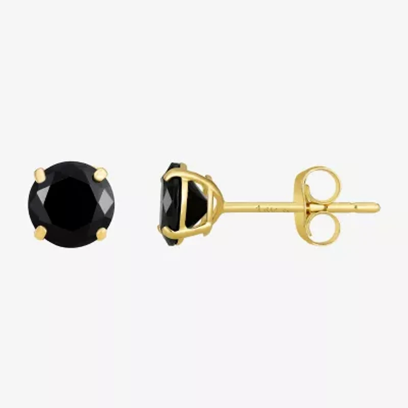 Womens Cubic Zirconia 14K Gold Round 2 Pair Earring Set