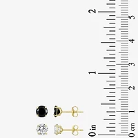 Womens Cubic Zirconia 14K Gold Round 2 Pair Earring Set
