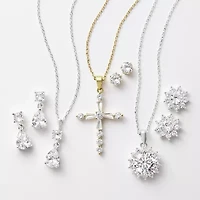 Sparkle Allure Womens White Cubic Zirconia Pure Silver Over Brass Sunburst 2-pc. Jewelry Set