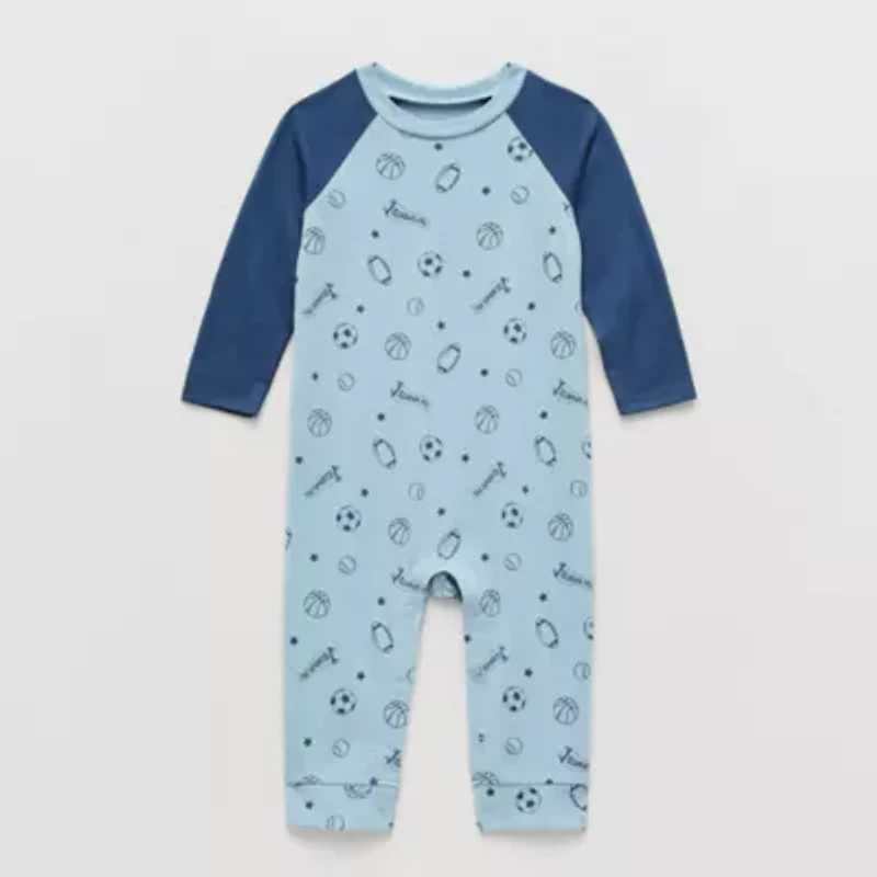 Okie Dokie Baby Boys Crew Neck Long Sleeve Jumpsuit