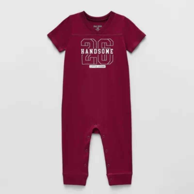 Okie Dokie Baby Boys Crew Neck Short Sleeve Jumpsuit