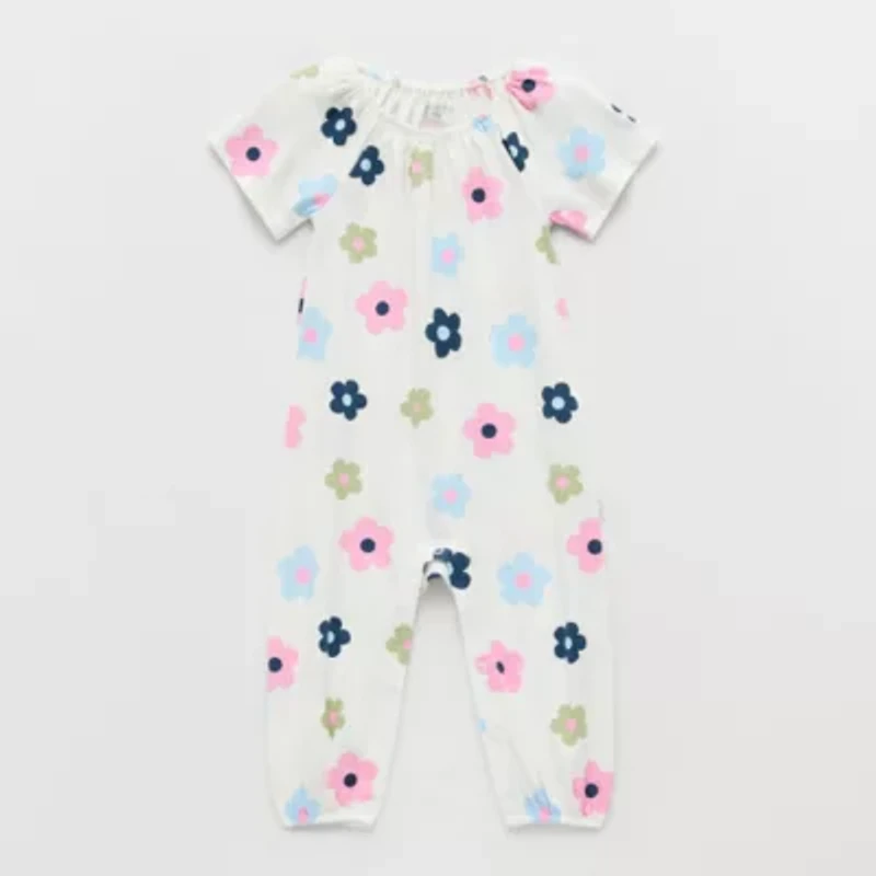 Okie Dokie Baby Girls Crew Neck Short Sleeve Jumpsuit
