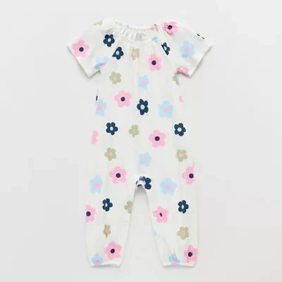 Okie Dokie Baby Girls Crew Neck Short Sleeve Jumpsuit
