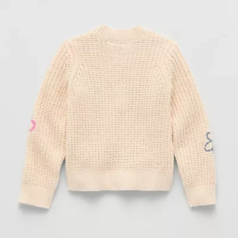 Okie Dokie Toddler & Little Girls V Neck Long Sleeve Button Cardigan