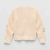 Okie Dokie Toddler & Little Girls V Neck Long Sleeve Button Cardigan