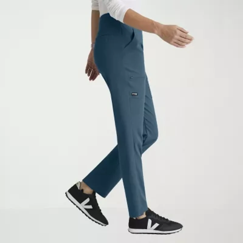 Grey's Anatomy™ by Barco Spandex Stretch Direct Grsp633 Relay 5-Pocket Mid-Rise Straight Leg Womens Petite Fabric Moisture Wicking Wrinkle Resistant Scrub Pant