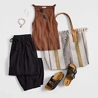 a.n.a Womens Linen Ankle Balloon Pant