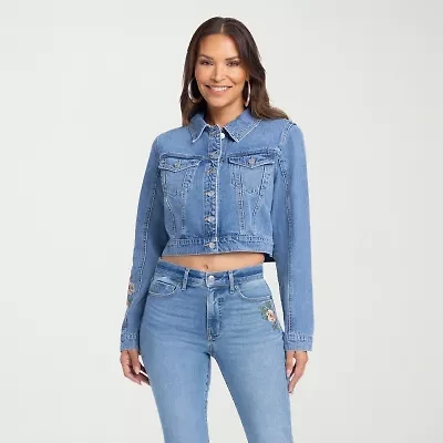 JS Jessica Simpson Womens Denim Embroidered Midweight Jacket