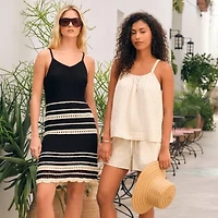 a.n.a Womens Sleeveless Striped Sweater Dress
