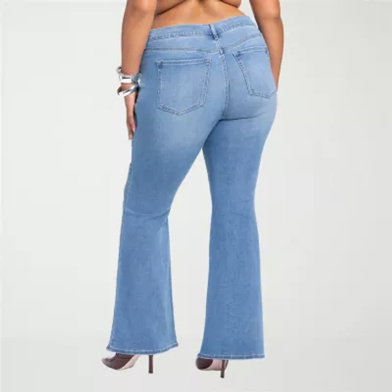 JS Jessica Simpson Womens Plus High Rise Flare Leg Jean