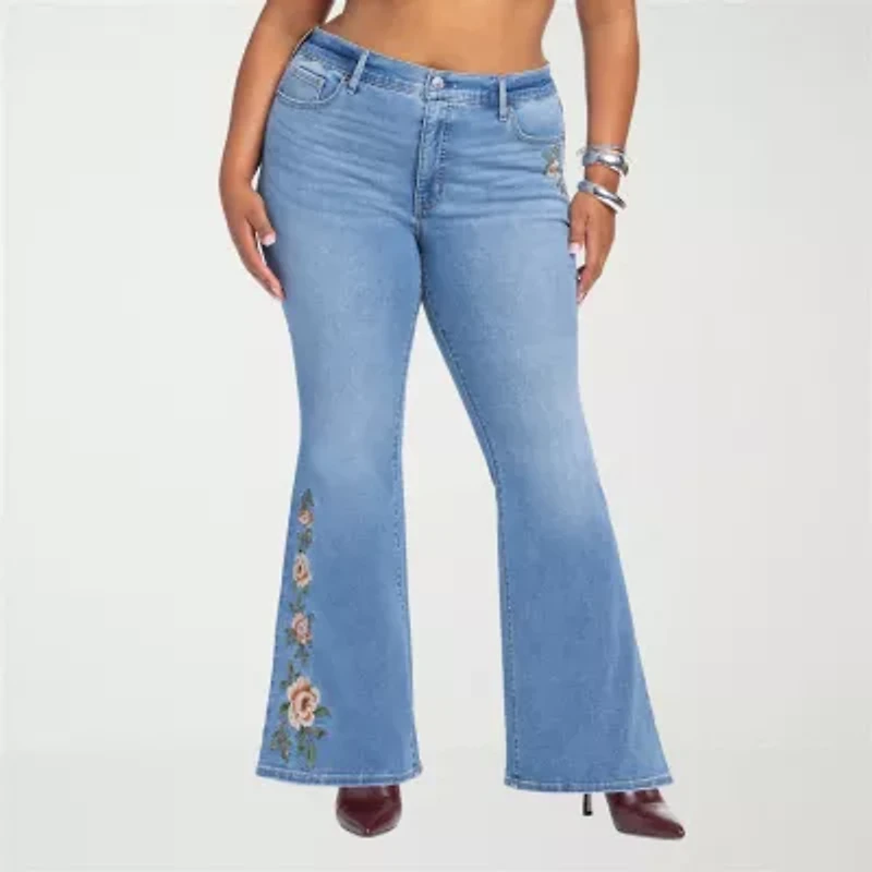 JS Jessica Simpson Womens Plus High Rise Flare Leg Jean
