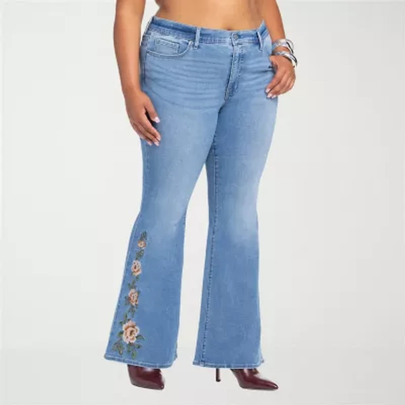 JS Jessica Simpson Womens Plus High Rise Flare Leg Jean
