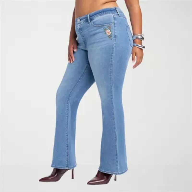 JS Jessica Simpson Womens Plus High Rise Flare Leg Jean