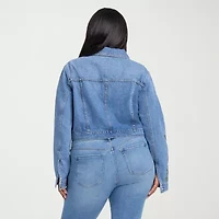 JS Jessica Simpson Womens Plus Denim Embroidered Midweight Jacket