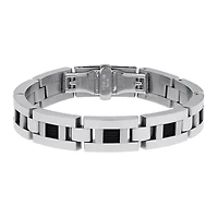 Mens Stainless Steel and Black Ion Link Bracelet
