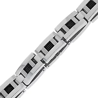 Mens Stainless Steel and Black Ion Link Bracelet