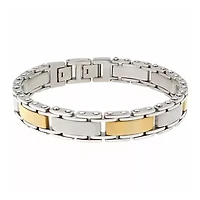 Mens Stainless Steel and Gold Ion Plated Link Bracelet