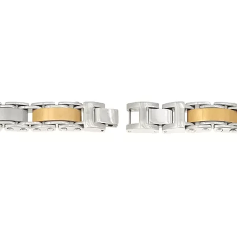 Mens Stainless Steel and Gold Ion Plated Link Bracelet
