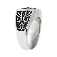 Mens Two-Tone Stainless Steel Cross Ring