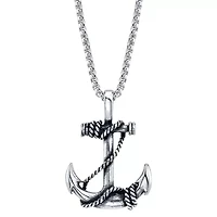 J.P. Army Men's Jewelry Stainless Steel 24 Inch Box Pendant Necklace