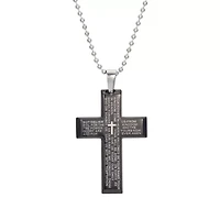 J.P. Army Men's Jewelry Stainless Steel 24 Inch Cable Cross Pendant Necklace