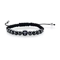 J.P. Army Men's Jewelry Stainless Steel 8 1/2 Inch Bead Cord Bracelet