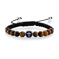 J.P. Army Men's Jewelry Stainless Steel 8 1/2 Inch Bead Cord Bracelet