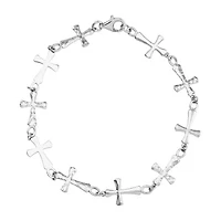 Forever Inspired Limited Quantities! Womens Sterling Silver Cross 7.5 Inch Link Bracelet