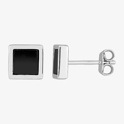 Genuine Black Hematite Sterling Silver 7.5mm Stud Earrings