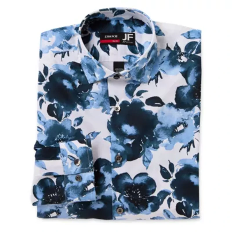 J. Ferrar Ultra Comfort Mens Slim Fit Stretch Fabric Wrinkle Free Long Sleeve Dress Shirt