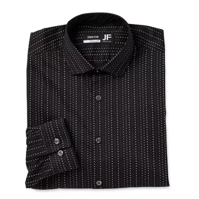 J. Ferrar Ultra Comfort Mens Long Sleeve Cuffed Regular Fit Stretch Fabric Wrinkle Free Button-Down Shirt