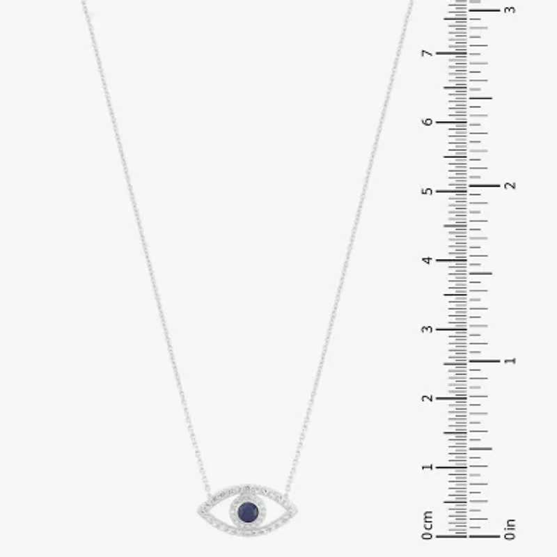Limited Quantities! Womens Lab Created Blue Sapphire Sterling Silver Evil Eye 18 Inch Pendant Necklace