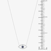 Limited Quantities! Womens Lab Created Blue Sapphire Sterling Silver Evil Eye 18 Inch Pendant Necklace
