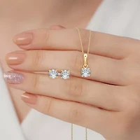 Ever Star (G / SI1-SI2) 1 CT. T.W. Lab Grown White Diamond 10K Gold Round 2-pc. Jewelry Set