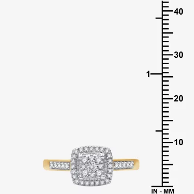I Said Yes (H-I / I1) Womens 1/4 CT. T.W. Lab Grown White Diamond 14K Gold Over Silver Sterling Side Stone Halo Engagement Ring