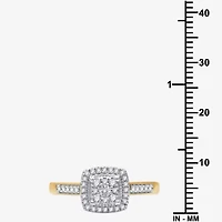 I Said Yes (H-I / I1) Womens 1/4 CT. T.W. Lab Grown White Diamond 14K Gold Over Silver Sterling Side Stone Halo Engagement Ring